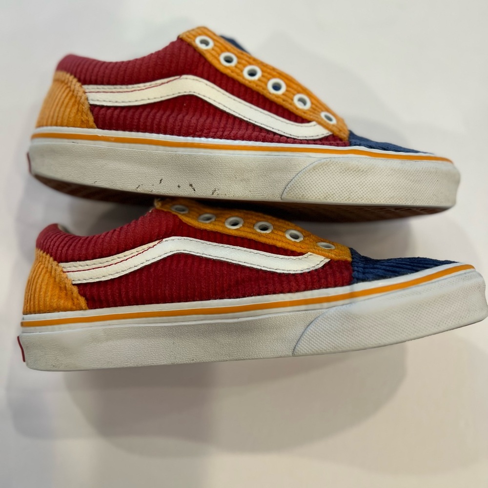 Vans Old Skool Skate Shoes Red Blue Yellow Corduroy Primary 5.5 Women’s 4 Men’s - Picture 8 of 12